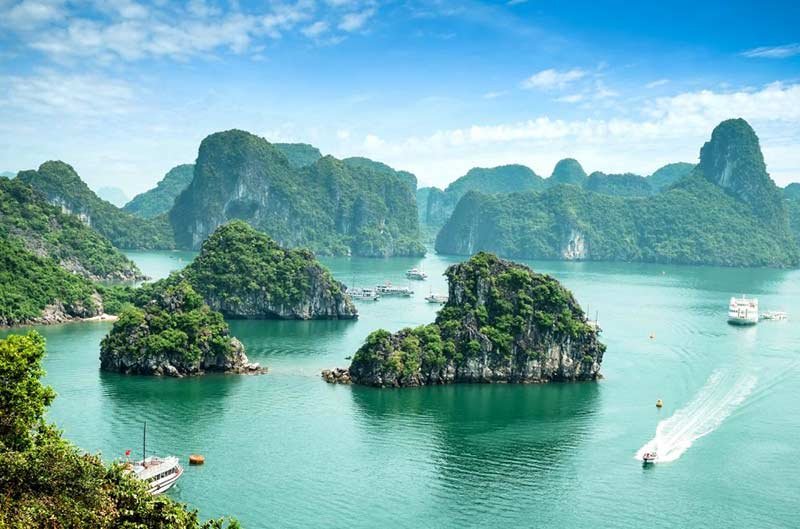 Hạ Long Bay or Halong Bay is a UNESCO World Heritage Site and popular travel destination in Quảng Ninh province, Vietnam